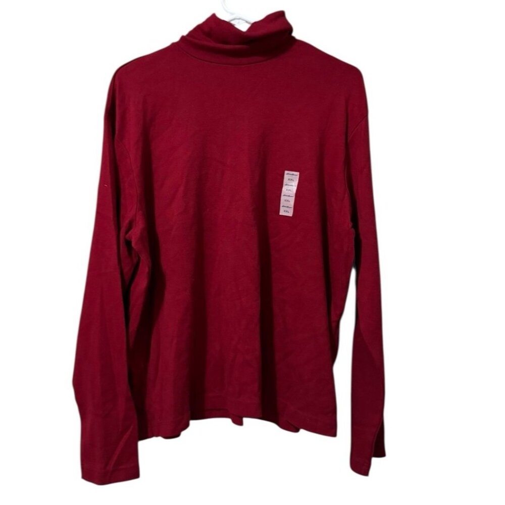 Eddie Bauer Women Size XXL Red Turtleneck Long Sleeve Shirt Cotton Preppy NWT